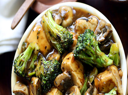 Tofu and Brocolli in Blackbean sauce